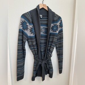 Roxy Aztec Women's Blue Patterned Cardigan Sweater Large